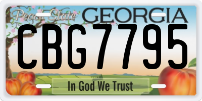 GA license plate CBG7795