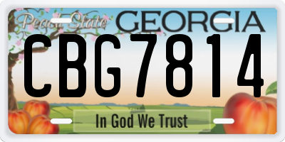 GA license plate CBG7814