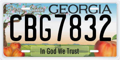 GA license plate CBG7832