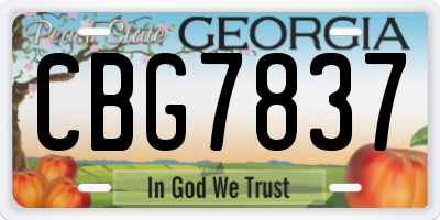 GA license plate CBG7837