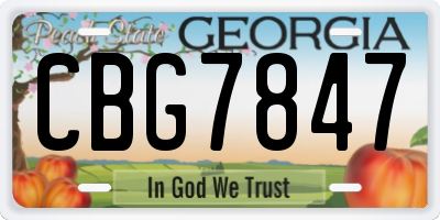 GA license plate CBG7847