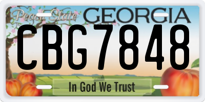 GA license plate CBG7848