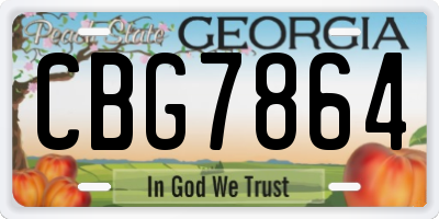 GA license plate CBG7864