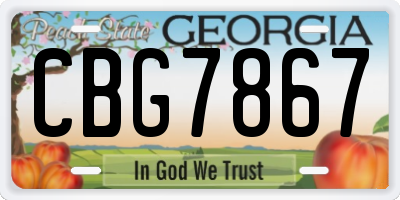 GA license plate CBG7867