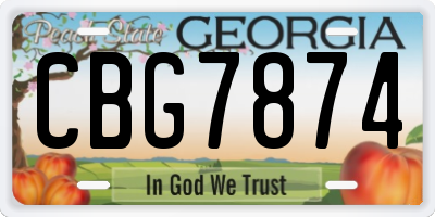 GA license plate CBG7874