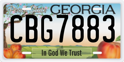 GA license plate CBG7883