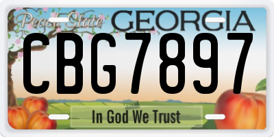 GA license plate CBG7897