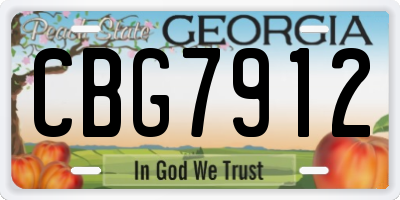 GA license plate CBG7912