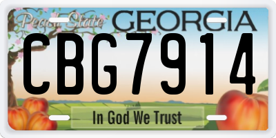 GA license plate CBG7914