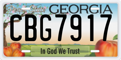 GA license plate CBG7917