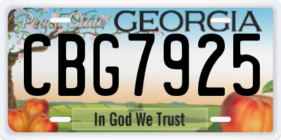 GA license plate CBG7925