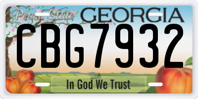 GA license plate CBG7932