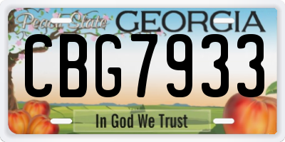 GA license plate CBG7933