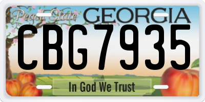GA license plate CBG7935