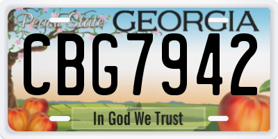 GA license plate CBG7942