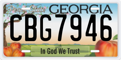GA license plate CBG7946