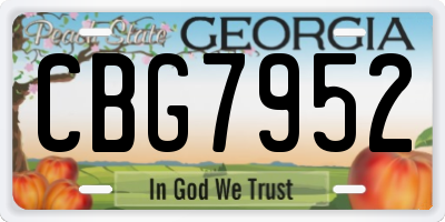 GA license plate CBG7952