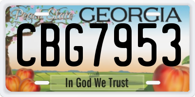 GA license plate CBG7953
