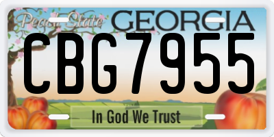 GA license plate CBG7955