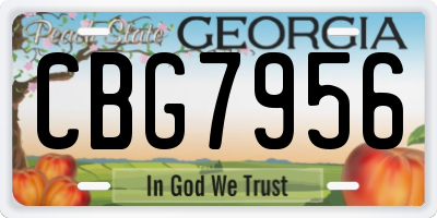 GA license plate CBG7956