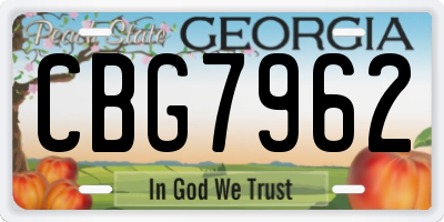 GA license plate CBG7962