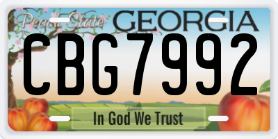 GA license plate CBG7992