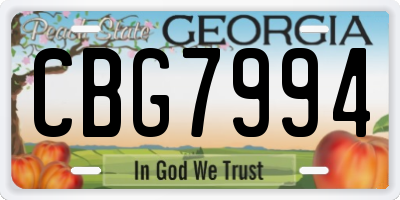 GA license plate CBG7994