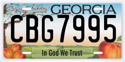 GA license plate CBG7995