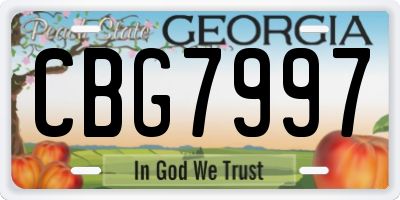 GA license plate CBG7997