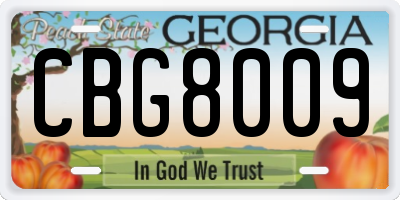 GA license plate CBG8009