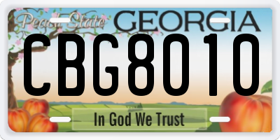 GA license plate CBG8010
