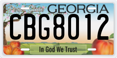 GA license plate CBG8012