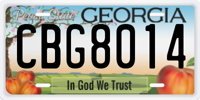 GA license plate CBG8014