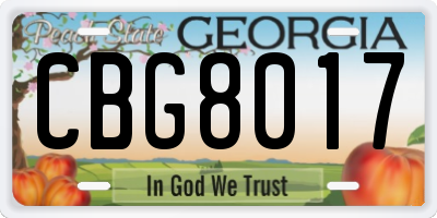 GA license plate CBG8017