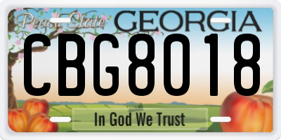 GA license plate CBG8018