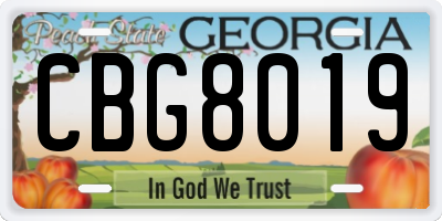 GA license plate CBG8019