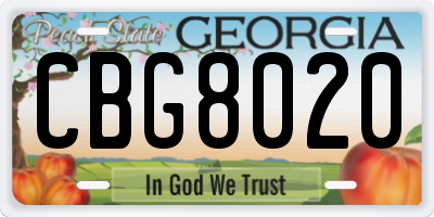 GA license plate CBG8020