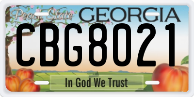 GA license plate CBG8021