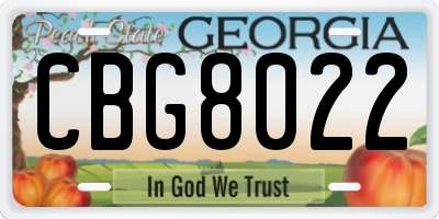 GA license plate CBG8022