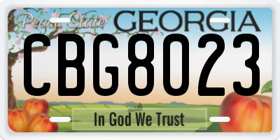 GA license plate CBG8023
