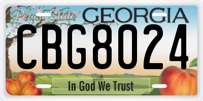 GA license plate CBG8024
