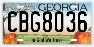GA license plate CBG8036