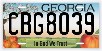 GA license plate CBG8039