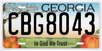 GA license plate CBG8043