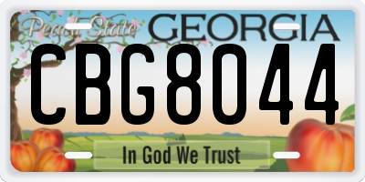 GA license plate CBG8044