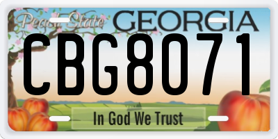 GA license plate CBG8071