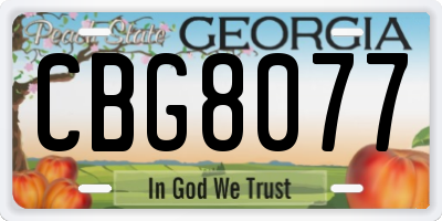 GA license plate CBG8077