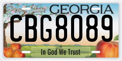 GA license plate CBG8089