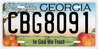 GA license plate CBG8091