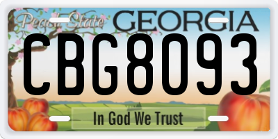 GA license plate CBG8093